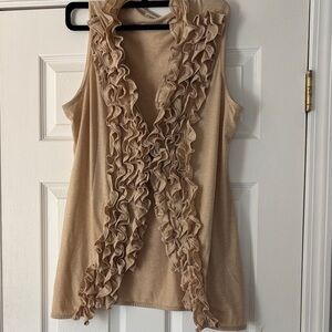 Cato Beige Ruffle-Front Sleeveless Camisole